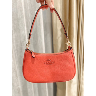 (ผ่อน0%) กระเป๋าสะพายข้าง COACH TERI SHOULDER BAG CC321 หนังแท้ สีส้ม 9 นิ้ว คล้องไหล่ คล้องแขน