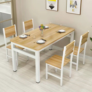 AiHome ชุดโต๊ะกินข้าว พร้อมเก้าอี้ 4 ที่นั่ง โครงเหล็ก 120x60x75 cm ท็อปไม้ MDF เคลือบเมลามีน 4IN1