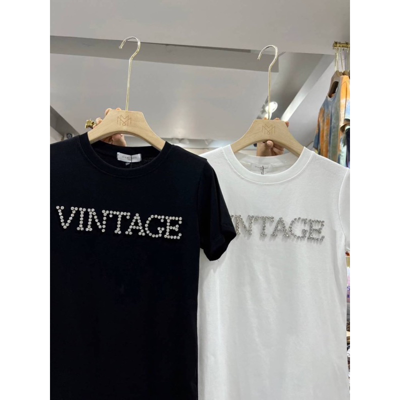 เสื้อยืดตัวเล็ก-แต่งอะไหล่เพชร-vintage-ป้าย-its-me-basic