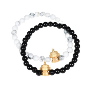 ชาร์มท้าวเวสสุวรรณ ชุบทอง (พร้อมสายหิน Howlite & Onyx Stone) Shinee Jewellery