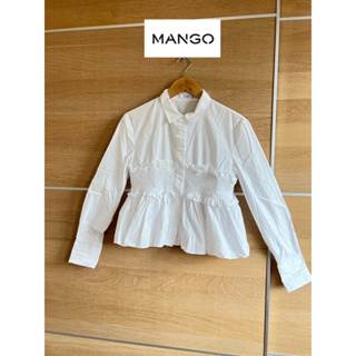 Mango x cotton x M  อก 36 ยาว 20  แต่งสม็อคช่วงอก สพาพ60% แขนยาว code: F2(2)