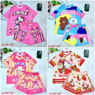 💖New🧸(พร้อมส่ง)ชุดเซ็ตเสื้อยือคอกลมแขนสั้น+กางเกงขาสั้นมีกระเป๋า2ข้าง(ผ้าไมโครลายมัดย้อม) XXL