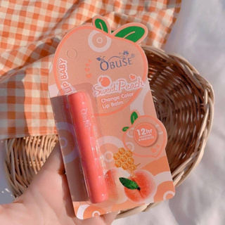Obuse sweet peach lip balm🍑ลิปสติกแบรนด์แท้ เป็นลิปปามบำรุงปาก✨