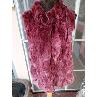 เสื้อกันหนาว เสื้อกั้กขนกระต่าย เสื้อขนเฟอร์สีWine