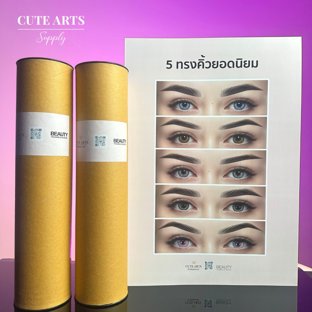 โปสเตอร์-โปสเตอร์คิ้ว-โปสเตอร์ปาก-5ทรงคิ้วยอดนิยม-เทคนิคการแก้สีปาก-beauty-poster-สำหรับใส่กรอบติดโชว์-ของตกแต่ง-กรอบรูป