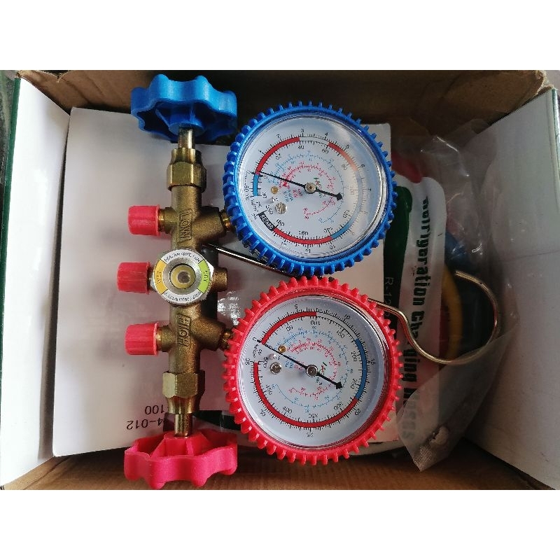 ชุดเกจย์วัดน้ำยาแบบคู่ สำหรับ R22/134a พร้อมสาย Shopee Thailand