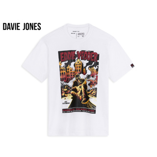 DAVIE JONES เสื้อยืดโอเวอร์ไซซ์ พิมพ์ลาย สีขาว Graphic Print Oversized T-Shirt in white TB0322WH