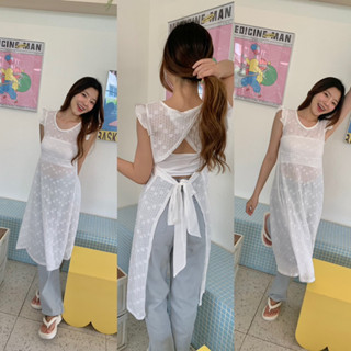 🎧🪞🩵White dress set 🎧🪞🩵เซ็ต2ชิ้น เกาะอก+เดรสยาว