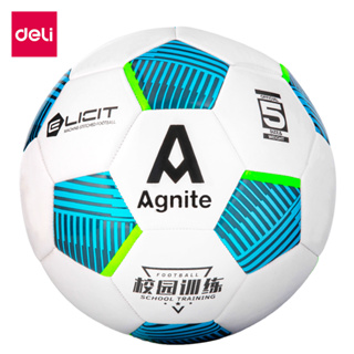 Deli ลูกฟุตบอลหนังเย็บ ลูกฟุตบอลหนัง ลูกฟุตบอล ลูกบอล ขนาดมาตรฐานเบอร์ 5 ทำความสะอาดง่าย อุปกรณ์กีฬาฟุตบอล Soccer Ball