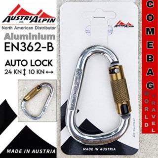 คาราบิเนอร์ AUSTRIALPIN ของแท้ EN362-B ALUMINUM ขัดเงา ระบบ AUTOLOCK รับน้ำหนัก 24KN แนวตรง 10KN แนวขวาง MADE IN AUSTRIA