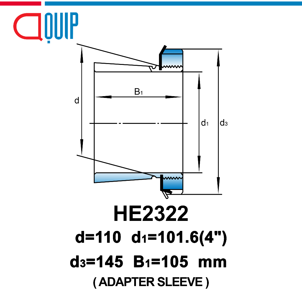 he2322-ubc-ปลอกรัดเพลา-สำหรับงานอุตสาหกรรม-รอบสูง-he-2322-adapter-sleeve-สำหรับเพลาขนาด-4-นิ้ว-จำนวน-1-ตลับ