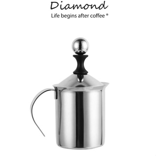 ❤ Diamond Coffee ถ้วยปั๊มฟองนม สแตนเลส 400ml/800ml ที่ตีฟองนม ที่ปั๊มฟองนม Milk Frother เครื่องทำฟองนม