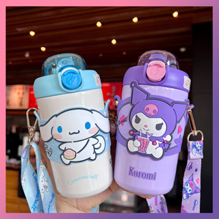พร้อมส่งในไทย⭐️ขวดน้ำ Sanrio พร้อมฟางถ้วยฉนวนที่มีสีสันพร้อมถ้วยนักเรียนเด็ก 316 แก้วน้ำสแตนเลส