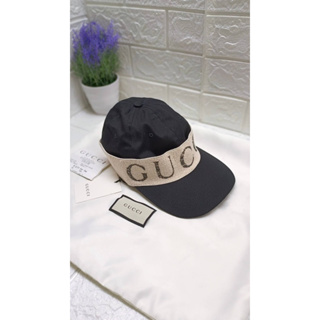 พร้อมส่ง 🔥Sale 7999🔥 หมวก Gucci Black Baseball Cap with GUCCI ใส่ได้ทั้งชายหญิง สวยเลิศฝุดๆ