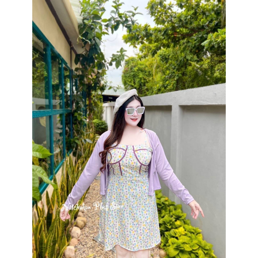 plussize-เดรสคนอ้วน-l-40-46-xl-48-56-สม๊อคหลัง-ยาว-36-42-แล้วแต่ผูกเชือก