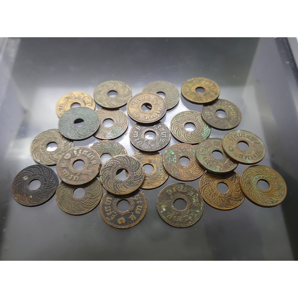 ชุด-10-เหรียญ-เหรียญสตางค์-รู-ทองแดง-1-สตางค์-สภาพผ่านใช้