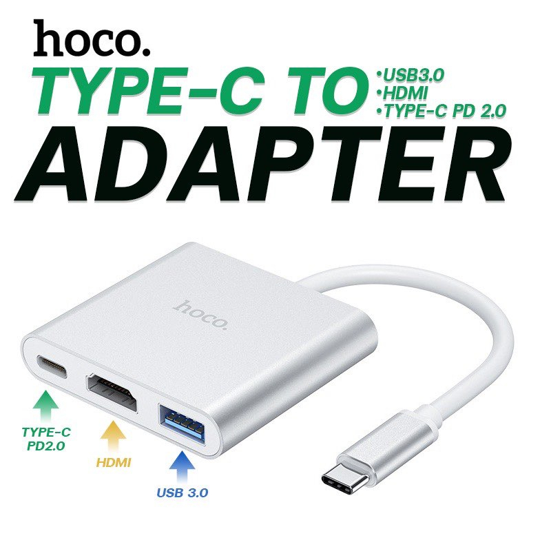 สายแปลง-hoco-รุ่น-hb14-easy-use-ตัวแปลง-type-c-adapter-type-c-to-usb3-0-hdtv-pd-รองรับการจ่ายไฟสูงสุด-67w-ยาว-15ซม