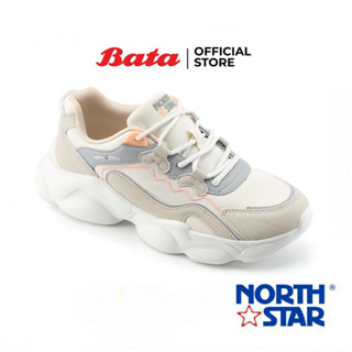 North Star by bata บาจา รองเท้าผ้าใบแบบผูกเชือก สนีกเกอร์ สวมใส่สบาย รุ่น HIDEKO สีขาว 5201075 สีชมพู 5205075