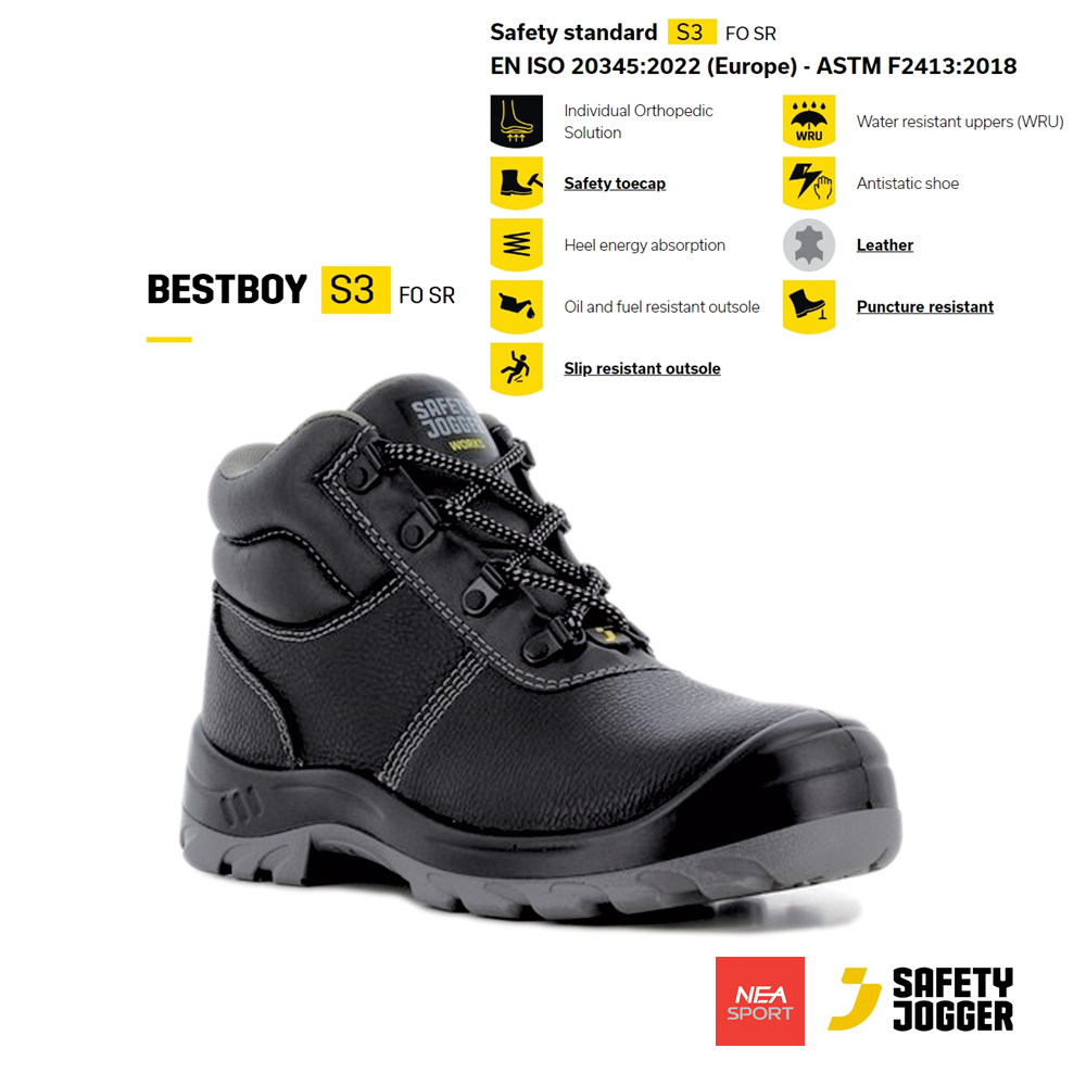 [ร้านดีๆที่มีมากกว่า Safety] SAFETY JOGGER – BESTBOY S3 Mid รองเท้าเซฟตี้ หุ้มข้อ หัวเหล็ก รองเท้านิรภัย