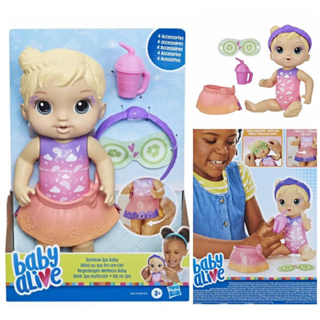 Baby Alive Rainbow Spa Baby Doll, 10-Inch Spa-Themed Toy for Kids Ages 3 and Up, Doll Eye Mask and Bottle, Blonde Hair