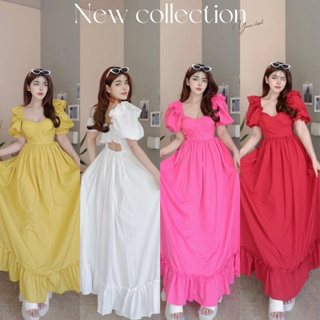 Maxi dress เดรสยาวทรงเจ้าหญิง แขนตุ๊กตา ลายดอกหวานๆ ​ สวยอลัง