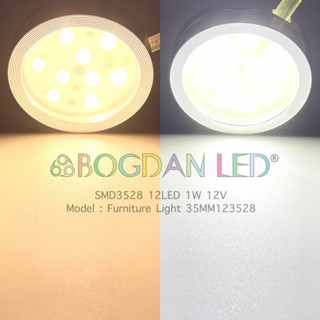 LED Furniture Light, 12LED 3528SMD 1W 35MM 12V ไฟเฟอร์นิเจอร์ ไฟติดผนัง ไฟติดตู้โชว์ สีขาว,สีวอมไวท์