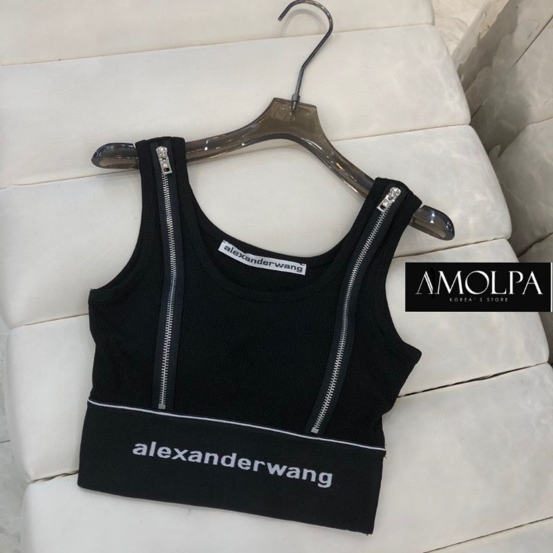 เสื้อ-crop-กล้าม-alexander-wang-งานผ่าร่อง-แต่งซิปทั้ง2ข้าง-ปลายเสื้อแต่งแถบอักษร-alexander-wang-เนื้อผ้านิ่มมาก