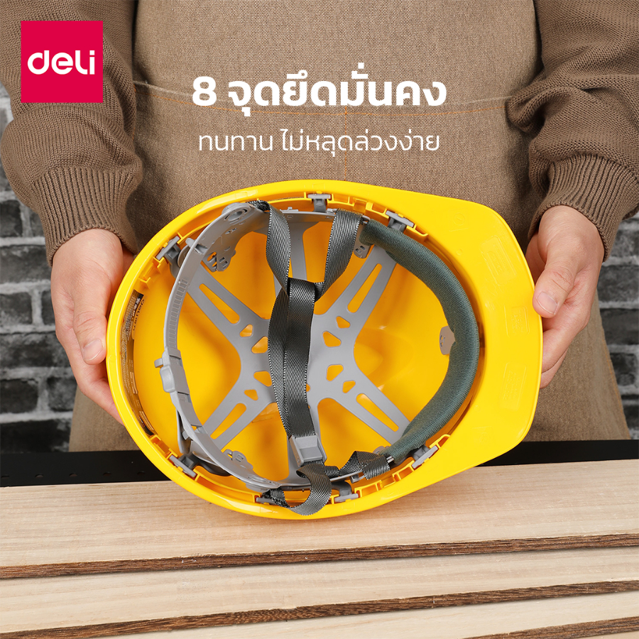 หมวกกันกระแทก-หมวกเซฟตี้-safety-helmet-สำหรับงานก่อสร้าง-คุมงานกลางแจ้ง-รับเหมา-ปรับระดับได้-มีสายรัดคาง-encoremall