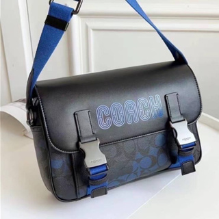 COACH C8128 TRACK CROSSBODY IN COLORBLOCK SIGNATURE CANVAS WITH COACH PATCH