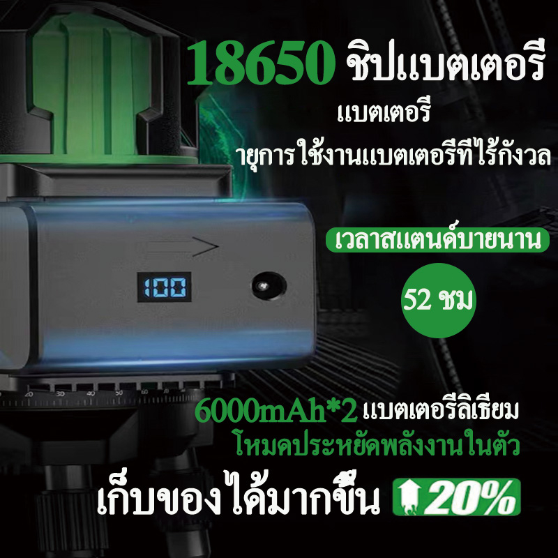 เครื่องวัดระดับเลเซอร์-เลเซอร์วัดระดับ-ระดับน้ำเลเซอร์-5-เส้น-360-องศา-เลเซอร์สีเขียว-ใช้วัดรอบทิศทาง-360-องศา-พร้อมก