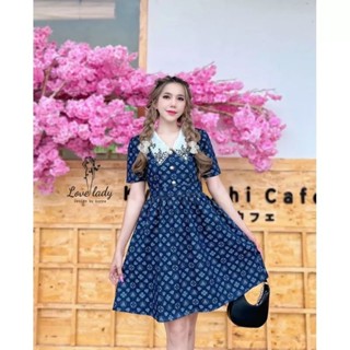 เดรสคอบัวยีนส์ งานป้าย love lady size 2XL (มือ 1 ป้ายห้อย)ผ้ายีนส์แท้ ทรงสวย