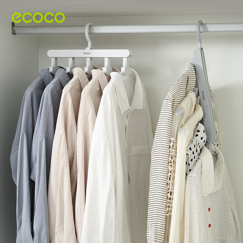 พร้อมส่ง-ecoco-ไม้แขวน-ไม้แขวนเสื้อผ้า-5-in-1-หัวหมุนได้-360-องศา-พับได้-อเนกประสงค์