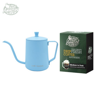 ราคาพิเศษ! Café Amazon Drip kettle สีฟ้า คู่กับ กาแฟดริป คาเฟ่ อเมซอน (Signature) 1 กล่อง 429.- (ปกติ 510.-)