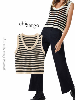 chiccargo พร้อมส่ง - summer knitted vest [งานป้าย] เสื้อไหมพรม เสื้อกั๊ก