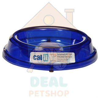 [Dealpetshop] ชามใส่อาหารแมว Catit Gourmet Overweight Dish Blue เกรด Premium 11.5สูงx3ซม.xฐานชาม18ซม.