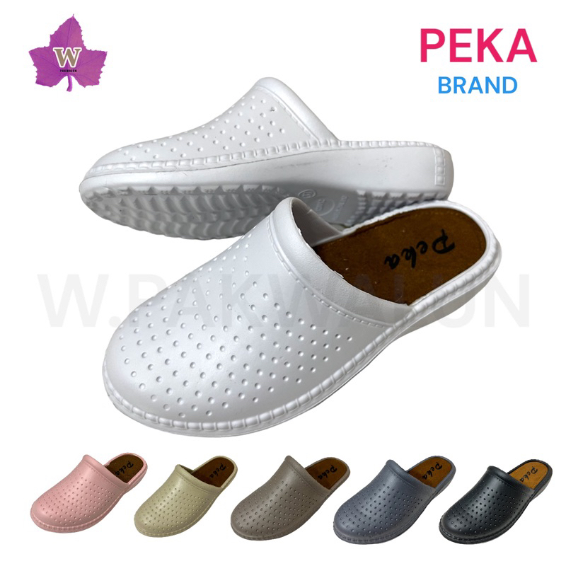 peka-พีก้า-รองเท้าแตะพยาบาลปิดหัวเปิดส้น-สีขาว-ใส่ในโรงพยาบาลและคลีนิค-รหัส-12110-36-41