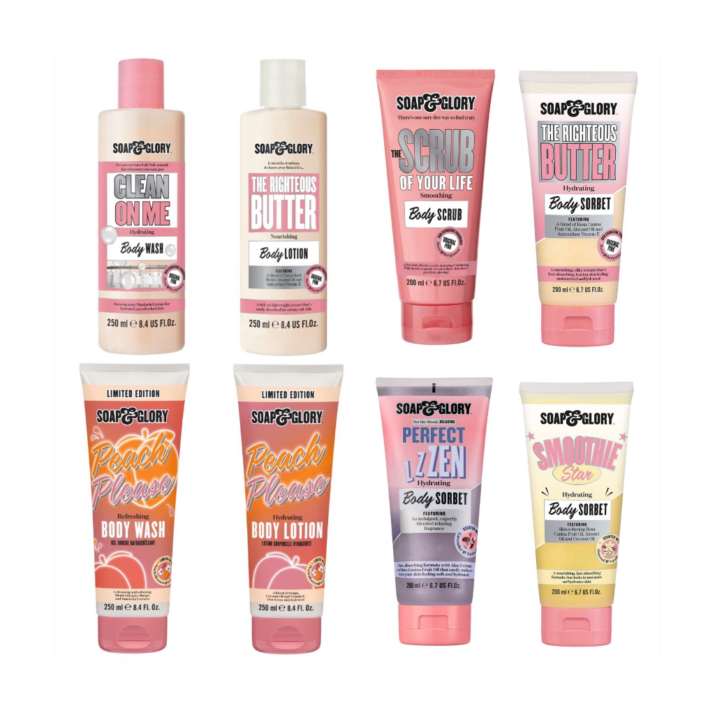 Soap and glory shower gel,lotion,sorbet,scrub กลิ่นหอมละมุน 200/250 ml