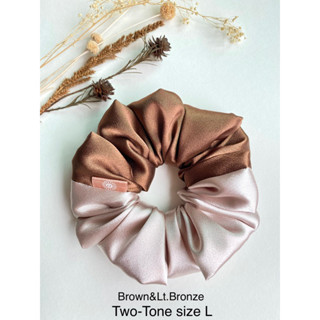 ยางมัดผมโดนัททูโทน สไตล์เกาหลี ผ้าซาตินเนื้อดี ขนาดใหญ่ SCRUNCHIES TWO TONE size L Handmade