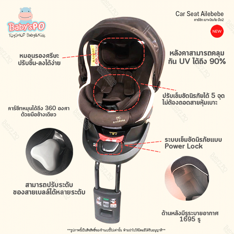 มือ2สภาพดีมาก95-ailebebe-รุ่น-kurutto-4s-premium-l-เบาะนิรภัยคาร์ซีท-อุปกรณ์คู่มือ-กล่องครบ-ของใช้เด็กจำเป็น