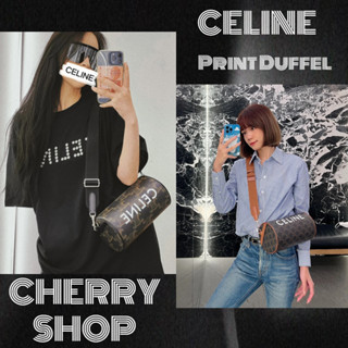 ถูกที่สุด ของแท้ 100%/ซีลีน Celine  Logo Print Duffel Bag กระเป๋าสะพายข้างผู้หญิง/กระเป๋าร่อซู้ล