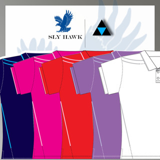 เสื้อโปโลหญิง เสื้อคอปกแขนสั้น เสื้อโปโลสีพื้น FLY HAWK FLYHAWK รุ่น A371 ของแท้ 100%