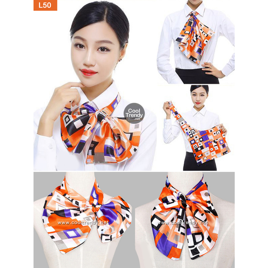 cooltrendy-ผ้าพันคอสำเร็จรูป-ผ้ายูนิฟอร์ม-uniform-scarf-โทนสีส้ม