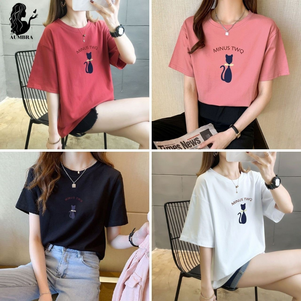 เสื้อยืดคอกลม-สกีนลายน้องเเมวน่ารัก-ผ้านิ่มใส่สบาย-สินค้าพร้อมจัดส่ง-ts1034