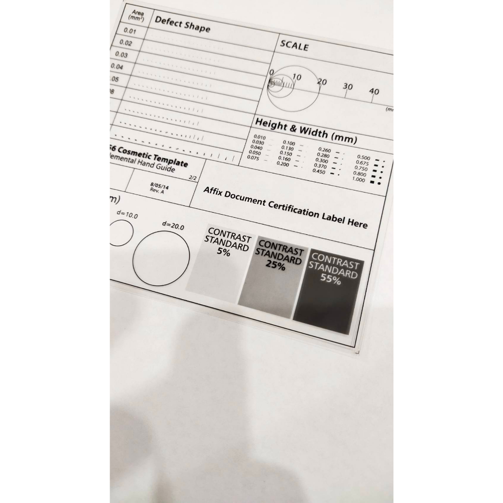 แผ่นใสสำหรับตรวจสอบชิ้นงานdg120-dot-ruler-point-line-ruler-stain-card-film-ruler-caliper-defect-inspection-area-ruler-r