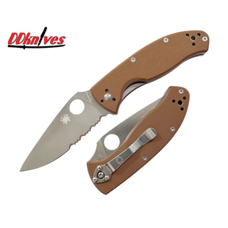 มีดพับ Spyderco Tenacious Folding Knife Satin Combo Blade, Brown G10 Handles (C122GPSBN)