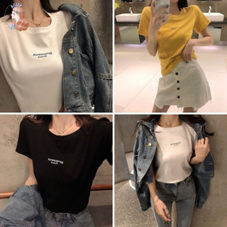 เสื้อยืดแขนสั้นสไตล์เกาหลี🍓 Free Size 🍓เสื้อผ้าแฟชั่นผู้หญิงน่ารัก  ​สกรีนลายวินเทจ 🍓พร้อมส่ง TS1037