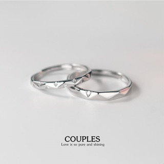 s925 Couples ring 43 แหวนคู่รักเงินแท้ shiny ประดับCubic Zirconia (CZ) เรียบง่าย ใส่สบาย เป็นมิตรกับผิว