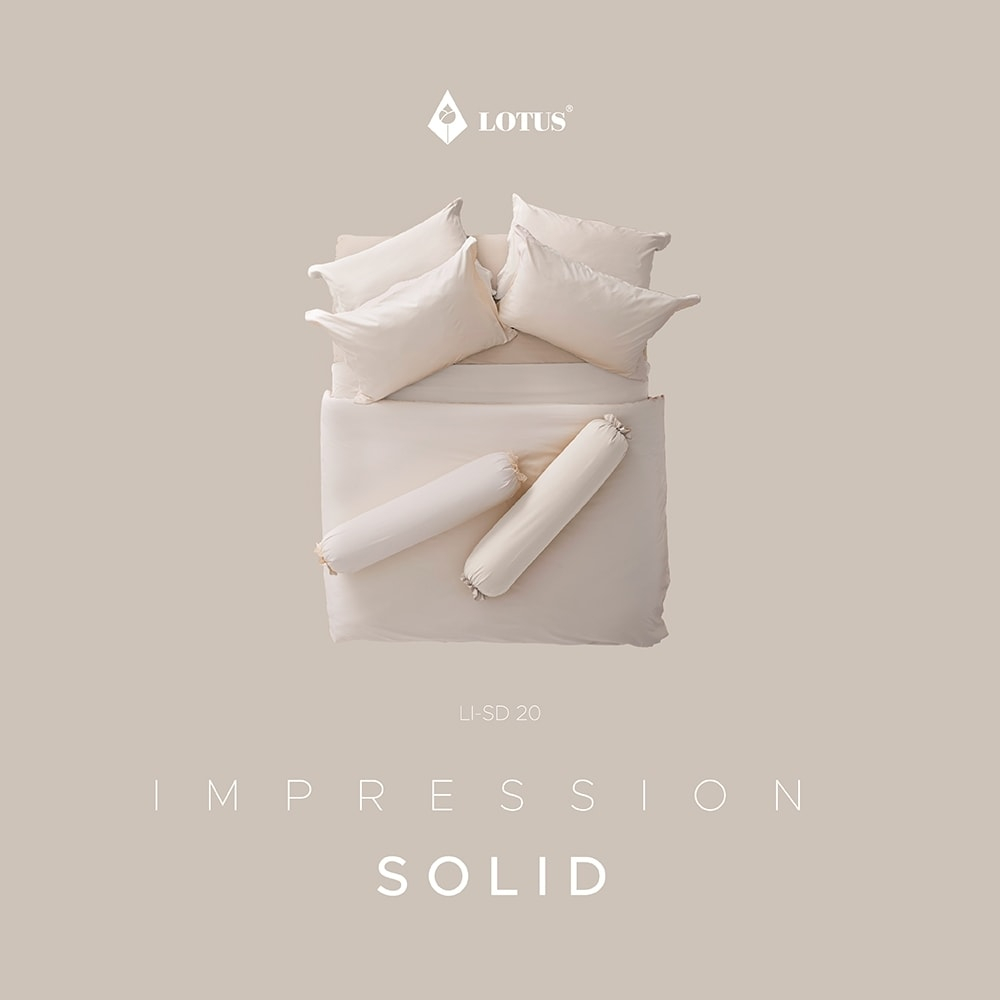 lotus-impression-ชุดผ้าปู-นวม-6ฟุต-ยี่ห้อโลตัสอิมเพรสชัน-รุ่นสีพื้น-li-sd-20-สีครีม