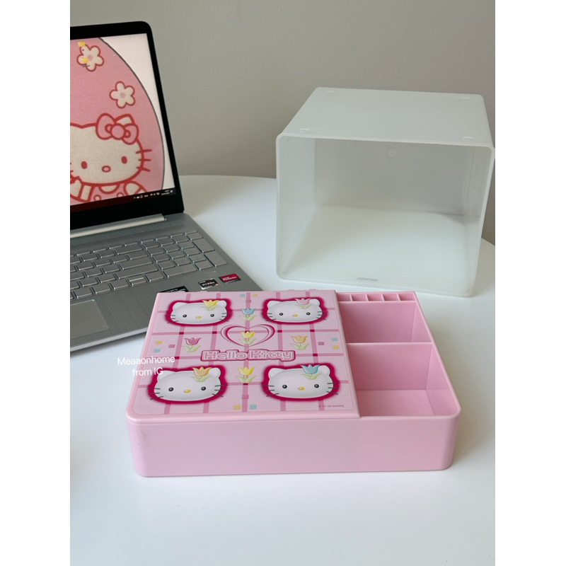 hello-kitty-jewelry-box-vintage-sanrio-1999-กล่องใส่ของคิตตี้-กล่องคิตตี้-ตลับกระจกคิตตี้-กล่องเก็บเครื่องประดับคิตตี้