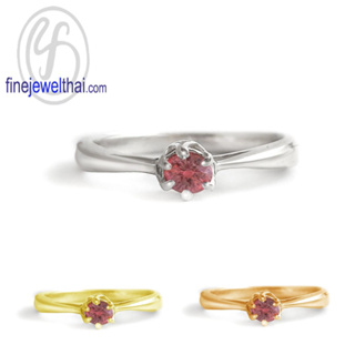 Finejewelthai-แหวนทับทิม-ทับทิม-แหวนพลอย-แหวนเงินแท้-พลอยประจำเดือนเกิด-Ruby-Silver-Ring-Birthstone-R1376rb